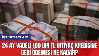 24 ay vadeli 100 bin TL ihtiyaç kredisine geri ödemesi ne kadar?