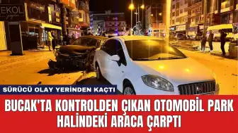 Bucak'ta Kontrolden Çıkan Otomobil Park Halindeki Araca Çarptı