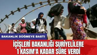 İçişleri Bakanlığı Suriyelilere 1 Kasım'a kadar süre verdi