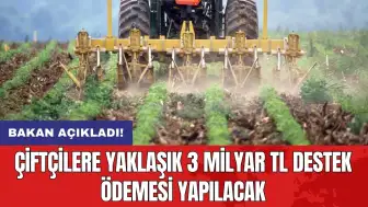 Çiftçilere yaklaşık 3 milyar TL destek ödemesi yapılacak