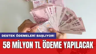 Destek ödemeleri başlıyor! 58 milyon TL ödeme yapılacak