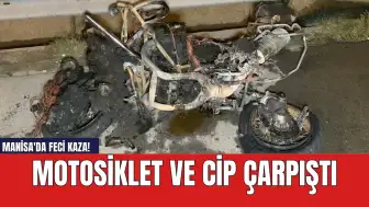 Manisa'da feci kaza! Motosiklet ve cip çarpıştı