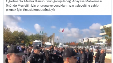 Eğitim İş Genel Başkanı ÖMK'nın iptalinin görüşüleceği AYM önünde Gözaltına Alındı.