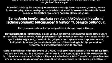 TBF'den AFAD'a büyük bağış