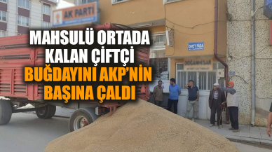 Mahsulü ortada kalan çiftçi buğdayını AKP’nin başına çaldı