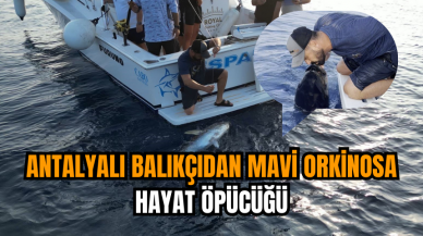 Antalyalı balıkçıdan mavi orkinosa hayat öpücüğü