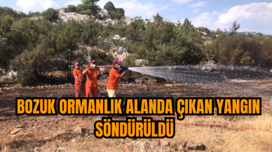 Bozuk ormanlık alanda çıkan yangın söndürüldü  