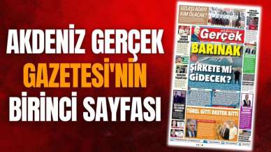 Akdeniz Gerçek Gazetesi'nin birinci sayfası