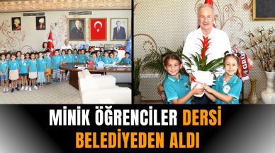 Minik öğrenciler dersi belediyeden aldı