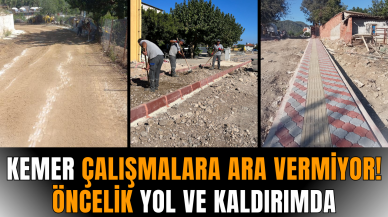 Kemer çalışmalara ara vermiyor! Öncelik yol ve kaldırımda