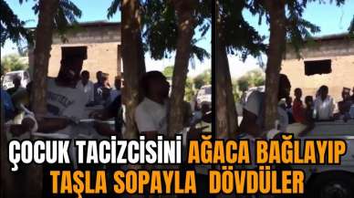 Çocuk tac*zcisini ağaca bağlayıp sopayla dövdüler