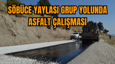 Söbüce yaylası grup yolunda asfalt çalışması