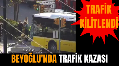 Beyoğlu'nda trafik kazası: Trafik kilitlendi