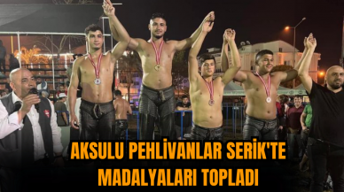 Aksulu pehlivanlar Serik'te madalyaları topladı