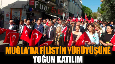 Muğla'da Filistin yürüyüşüne yoğun katılım