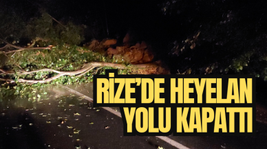 Rize'de heyelan nedeniyle 1 saat trafik durdu