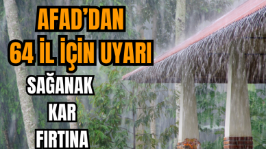 AFAD'dan 64 ile uyarı! Sağanak kar ve fırtına geliyor