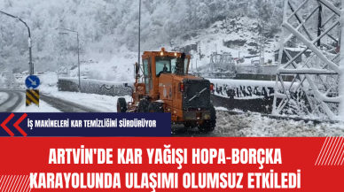 Artvin'de kar yağışı Hopa-Borçka karayolunda ulaşımı olumsuz etkiledi