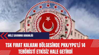 MSB: TSK Fırat Kalkanı Bölgesinde P*K/Y*G'li 14 Ter*risti Etkisiz Hale Getirdi