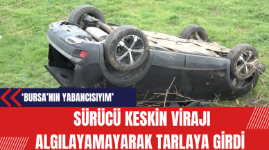 Sürücü Keskin Virajı Algılayamayarak Tarlaya Girdi