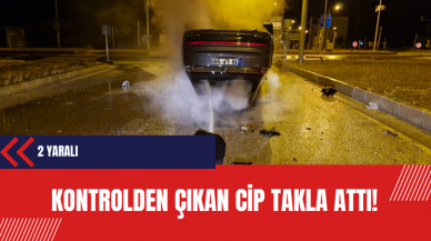 Kontrolden çıkan cip takla attı