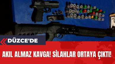 Düzce'de Akıl Almaz Kavga! Silahlar Ortaya Çıktı!