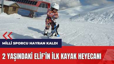 2 yaşındaki Elif'in ilk kayak heyecanı