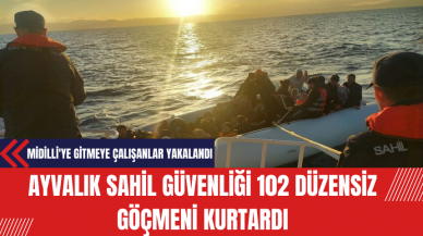 Ayvalık Sahil Güvenliği 102 Düzensiz Göçmeni Kurtardı: Midilli'ye Gitmeye Çalışanlar Yakalandı