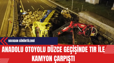 Düzce'de Tır ile Kamyon Çarpıştı: Yol Trafiğe Kapandı