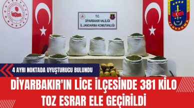 Diyarbakır'ın Lice İlçesinde 381 Kilo Toz Esrar Ele Geçirildi