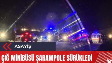 Çığın sürüklediği minibüs şarampole yuvarlandı