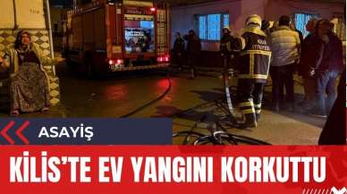 Kilis’te yangın çıkan eve vatandaşlar kovalarla su taşıdı