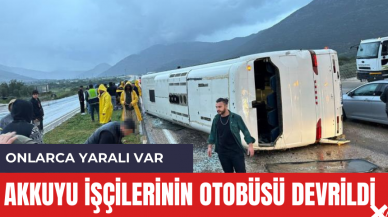 Akkuyu işçilerinin otobüsü devrildi! Onlarca işçi yaralı