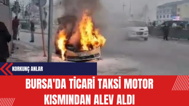 Bursa'da Ticari Taksi Motor Kısmından Alev Aldı