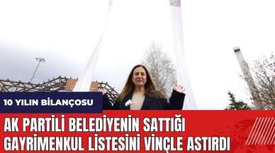 İYİ Parti adayı AK Partili belediyenin sattığı gayrimenkul listesini vinçle astırdı