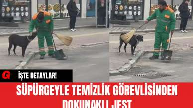 Süpürgeyle Temizlik Görevlisinden Dokunaklı Jest