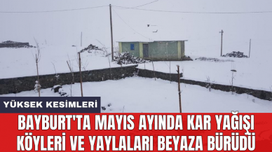 Bayburt'ta Mayıs ayında kar yağışı köyleri ve yaylaları beyaza bürüdü