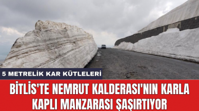 Bitlis'te Nemrut Kalderası'nın karla kaplı manzarası şaşırtıyor