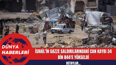 İsrail'in Gazze Saldırılarındaki Can Kaybı 34 Bin 844'e Yükseldi