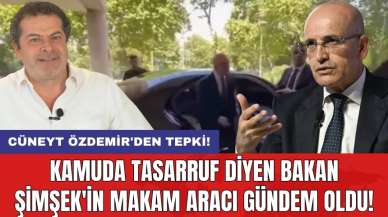 Kamuda tasarruf diyen Bakan Şimşek'in makam aracı gündem oldu! Cüneyt Özdemir'den tepki!