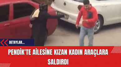 Pendik'te Ailesine Kızan Kadın Araçlara Saldırdı