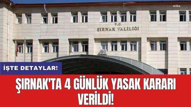 Şırnak'ta 4 günlük yasak kararı verildi!