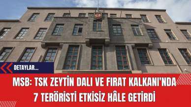 MSB: TSK Zeytin Dalı ve Fırat Kalkanı'nda 7 Teröristi Etkisiz Hâle Getirdi