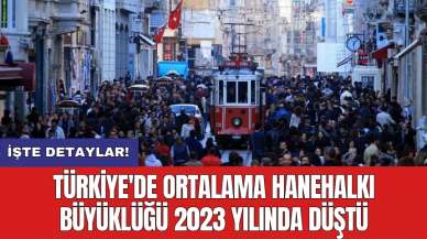 Türkiye'de ortalama hanehalkı büyüklüğü 2023 yılında düştü