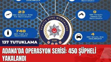 Adana'da operasyon serisi: 450 şüpheli yakalandı 137 tutuklama