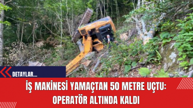 İş makinesi yamaçtan 50 metre uçtu: Operatör altında kaldı