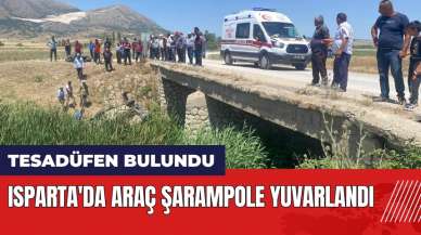 Isparta'da araç şarampole yuvarlandı