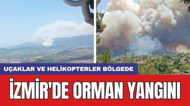 İzmir'de orman yangını: Uçaklar ve helikopterler bölgede