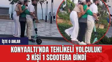 Konyaaltı'nda tehlikeli Yolculuk! 3 Kişi 1 Scootera Bindi