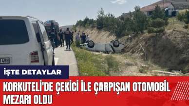 Korkuteli'de çekici ile çarpışan otomobil mezarı oldu